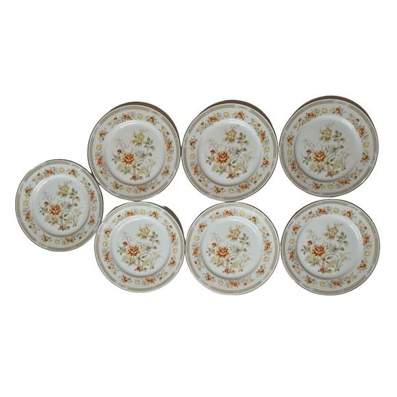Set of 7 Crescent Fine China Ranmaru Salad Plate Kensington Floral Japan 7.5 in